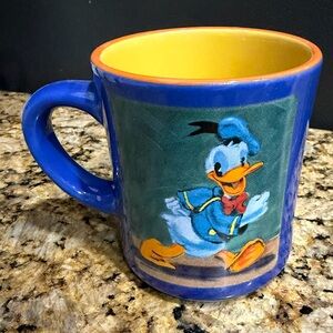 Disney Blue and Yellow Ceramic Donald Duck Mug